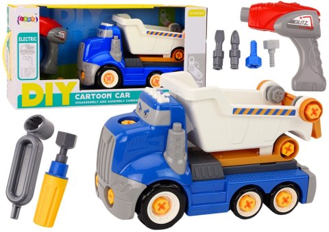 Ciężarówka Wywrotka Kreskówkowa Do Skręcania DIY Niebieska LEAN Toys Ciężarówka Wywrotka Kreskówkowa Do Skręcania DIY Niebieska LEAN Toys