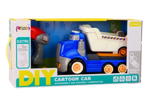 Ciężarówka Wywrotka Kreskówkowa Do Skręcania DIY Niebieska LEAN Toys Ciężarówka Wywrotka Kreskówkowa Do Skręcania DIY Niebieska LEAN Toys