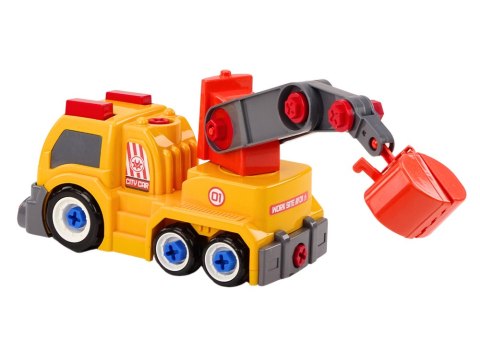 Ciężarówka Z Dźwigiem Kreskówkowa Do Rozkręcania DIY Pomarańczowy LEAN Toys Ciężarówka Z Dźwigiem Kreskówkowa Do Rozkręcania DIY Pomarańczowy LEAN Toys