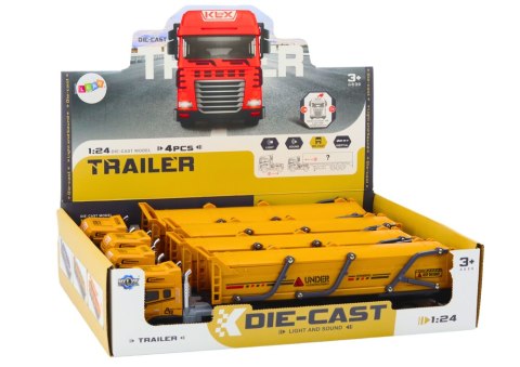 Ciężarówka Z Przyczepą TIR Pojazd Transportowy 1:24 Dźwięki Światła Żółta LEAN Toys Ciężarówka Z Przyczepą TIR Pojazd Transportowy 1:24 Dźwięki Światła Żółta LEAN Toys