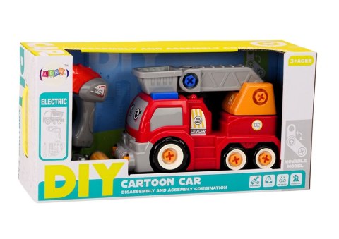 Ciężarówka Z Wysięgnikiem Kreskówkowa Do Rozkręcania DIY Czerwony LEAN Toys Ciężarówka Z Wysięgnikiem Kreskówkowa Do Rozkręcania DIY Czerwony LEAN Toys