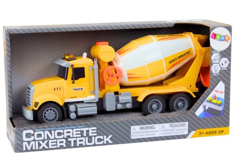 Ciężarówka Żółta Betoniarka Z Napędem Frykcyjnym Efekty Świetlne i Dźwiękowe LEAN Toys Ciężarówka Żółta Betoniarka Z Napędem Frykcyjnym Efekty Świetlne i Dźwiękowe LEAN Toys
