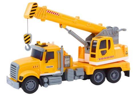 Ciężarówka Żółty Dźwig Z Napędem Frykcyjnym Efekty Świetlne i Dźwiękowe LEAN Toys Ciężarówka Żółty Dźwig Z Napędem Frykcyjnym Efekty Świetlne i Dźwiękowe LEAN Toys