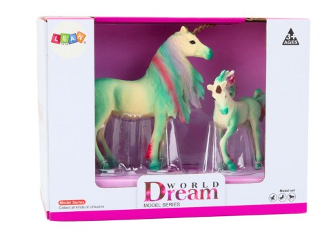 Figurki Kolekcjonerskie Jednorożec z Małym Zielony 2 El LEAN Toys Figurki Kolekcjonerskie Jednorożec z Małym Zielony 2 El LEAN Toys