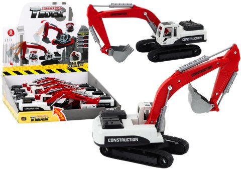 Koparka Gąsienicowa Biało-Czerwona Metalowa Łyżka LEAN Toys Koparka Gąsienicowa Biało-Czerwona Metalowa Łyżka LEAN Toys