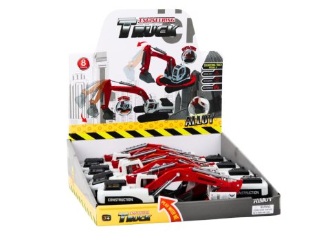 Koparka Gąsienicowa Biało-Czerwona Metalowa Łyżka LEAN Toys Koparka Gąsienicowa Biało-Czerwona Metalowa Łyżka LEAN Toys