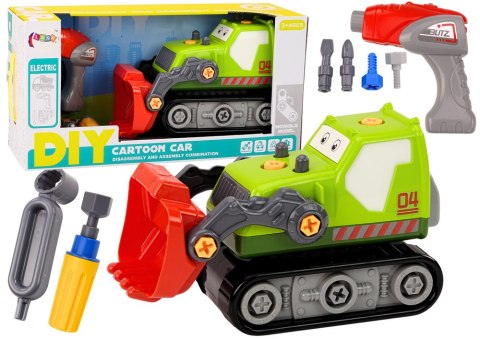 Koparka Gąsienicowa Kreskówkowa Do Rozkręcania DIY Zielona LEAN Toys Koparka Gąsienicowa Kreskówkowa Do Rozkręcania DIY Zielona LEAN Toys
