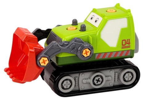 Koparka Gąsienicowa Kreskówkowa Do Rozkręcania DIY Zielona LEAN Toys Koparka Gąsienicowa Kreskówkowa Do Rozkręcania DIY Zielona LEAN Toys