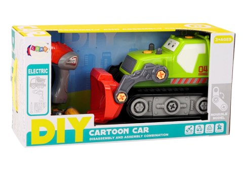 Koparka Gąsienicowa Kreskówkowa Do Rozkręcania DIY Zielona LEAN Toys Koparka Gąsienicowa Kreskówkowa Do Rozkręcania DIY Zielona LEAN Toys
