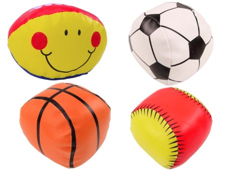 Miękkie Piłki Sportowe Koszykówka Rugby Piłka Nożna Baseball Zestaw 4ele. LEAN Toys Miękkie Piłki Sportowe Koszykówka Rugby Piłka Nożna Baseball Zestaw 4ele. LEAN Toys