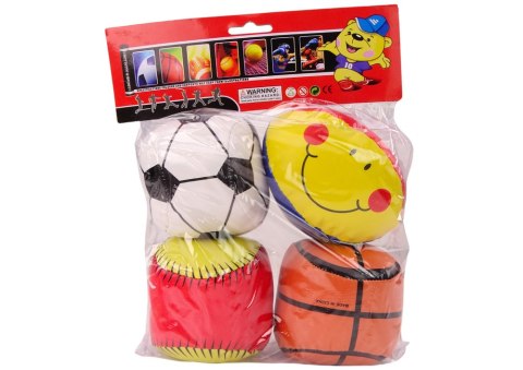 Miękkie Piłki Sportowe Koszykówka Rugby Piłka Nożna Baseball Zestaw 4ele. LEAN Toys Miękkie Piłki Sportowe Koszykówka Rugby Piłka Nożna Baseball Zestaw 4ele. LEAN Toys