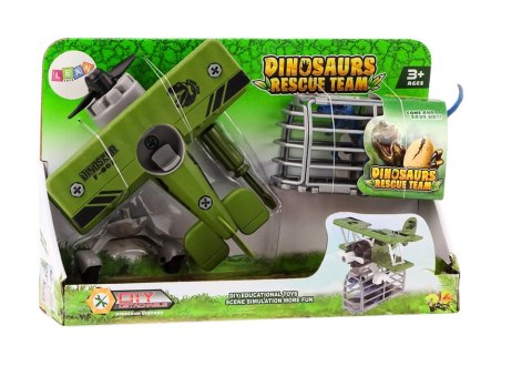 Samolot Awionetka Transport Dinozaurów Klatka Rozkręcany Zielony LEAN Toys Samolot Awionetka Transport Dinozaurów Klatka Rozkręcany Zielony LEAN Toys