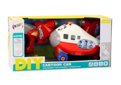 Samolot Kreskówkowy Do Skręcania Skrzydła DIY Czerwony LEAN Toys Samolot Kreskówkowy Do Skręcania Skrzydła DIY Czerwony LEAN Toys