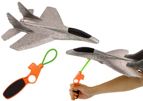 Samolot Myśliwiec Styropianowy Z Procą Wyrzutnia Szary LEAN Toys Samolot Myśliwiec Styropianowy Z Procą Wyrzutnia Szary LEAN Toys
