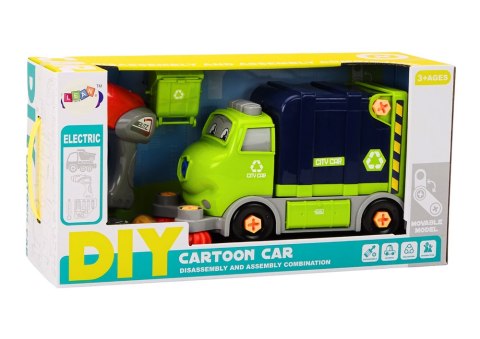 Śmieciarka Kreskówkowa Do Skręcania Ruchoma DIY Granatowy LEAN Toys Śmieciarka Kreskówkowa Do Skręcania Ruchoma DIY Granatowy LEAN Toys
