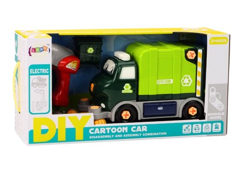 Śmieciarka Kreskówkowa Do Skręcania Ruchoma DIY Zielony LEAN Toys Śmieciarka Kreskówkowa Do Skręcania Ruchoma DIY Zielony LEAN Toys