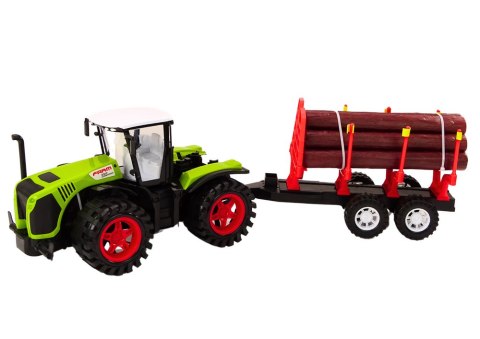Traktor Farmerski Z Przyczepą Na Drewno 9 Bali Drzewa Napęd Zielony LEAN Toys Traktor Farmerski Z Przyczepą Na Drewno 9 Bali Drzewa Napęd Zielony LEAN Toys