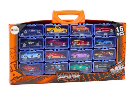 Zestaw Autek Resoraków W Walizce Metalowe 16 Sztuk LEAN Toys Zestaw Autek Resoraków W Walizce Metalowe 16 Sztuk LEAN Toys