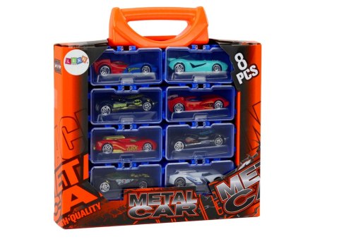 Zestaw Autek Resoraków W Walizce Metalowe 8 Sztuk LEAN Toys Zestaw Autek Resoraków W Walizce Metalowe 8 Sztuk LEAN Toys