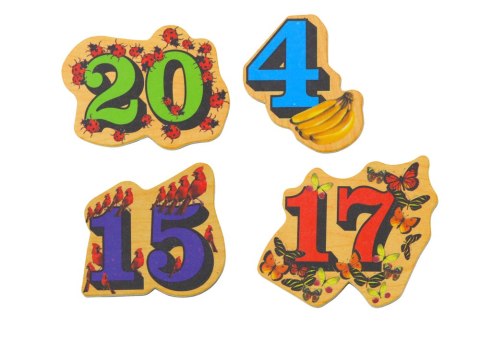 Zestaw Magnesy Drewniane Cyfry Obrazki 20 Sztuk LEAN Toys Zestaw Magnesy Drewniane Cyfry Obrazki 20 Sztuk LEAN Toys