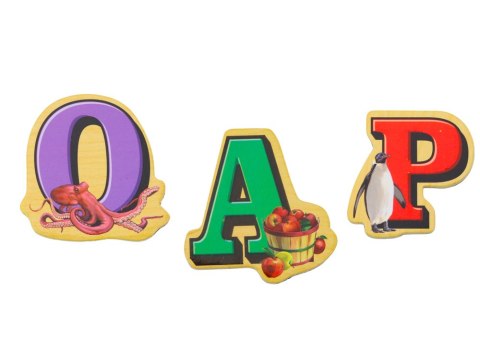 Zestaw Magnesy Drewniane Literki Obrazki 26 Sztuk LEAN Toys Zestaw Magnesy Drewniane Literki Obrazki 26 Sztuk LEAN Toys