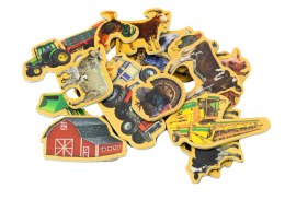 Zestaw Magnesy Drewniane Zwierzęta Domowe Maszyny Rolnicze 20 Sztuk LEAN Toys