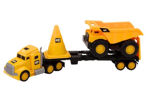 Zestaw Maszyn Budowlanych Ciężarówka Wywrotka Ruchome Żółty LEAN Toys Zestaw Maszyn Budowlanych Ciężarówka Wywrotka Ruchome Żółty LEAN Toys