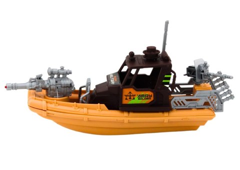 Zestaw Militarny Wojskowy Łódź Bojowa Żołnierze Akcesoria Dźwięki LEAN Toys Zestaw Militarny Wojskowy Łódź Bojowa Żołnierze Akcesoria Dźwięki LEAN Toys