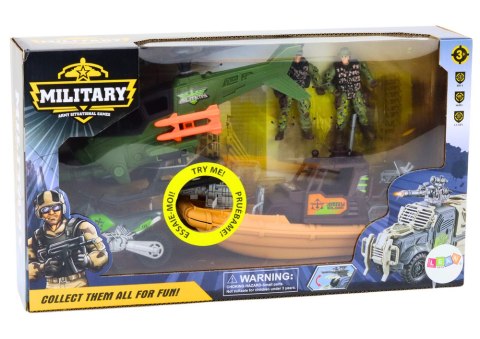 Zestaw Militarny Wojskowy Łódź Bojowa Żołnierze Akcesoria Dźwięki LEAN Toys Zestaw Militarny Wojskowy Łódź Bojowa Żołnierze Akcesoria Dźwięki LEAN Toys
