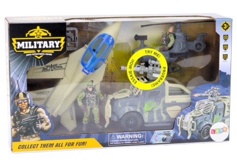 Zestaw Militarny Wojskowy Wóz Bojowy Myśliwiec Żołnierze Akcesoria Dźwięki LEAN Toys Zestaw Militarny Wojskowy Wóz Bojowy Myśliwiec Żołnierze Akcesoria Dźwięki LEAN Toys
