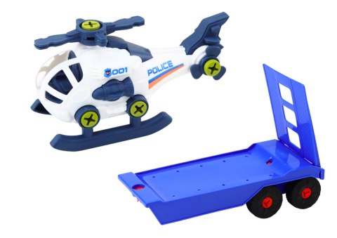 Zestaw Nowoczesne Auto z Helikopterem i Lawetą Do Rozkręcania DIY Niebieski LEAN Toys Zestaw Nowoczesne Auto z Helikopterem i Lawetą Do Rozkręcania DIY Niebieski LEAN Toys
