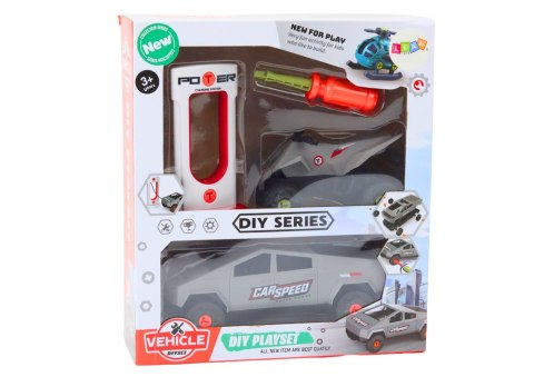 Zestaw Nowoczesne Auto z Quadem Do Rozkręcania DIY Szary LEAN Toys Zestaw Nowoczesne Auto z Quadem Do Rozkręcania DIY Szary LEAN Toys