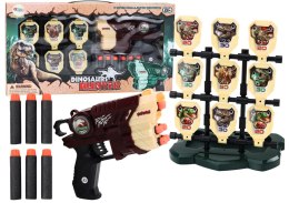 Zestaw Pistolet Z Tarczą Strzałki Piankowe Dinozaury Brązowy LEAN Toys