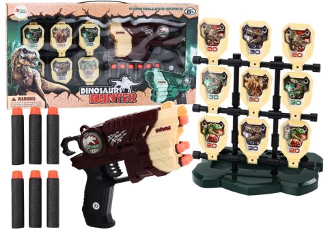 Zestaw Pistolet Z Tarczą Strzałki Piankowe Dinozaury Brązowy LEAN Toys Zestaw Pistolet Z Tarczą Strzałki Piankowe Dinozaury Brązowy LEAN Toys