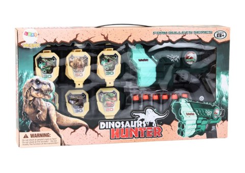 Zestaw Pistolet Z Tarczą Strzałki Piankowe Dinozaury Zielony LEAN Toys Zestaw Pistolet Z Tarczą Strzałki Piankowe Dinozaury Zielony LEAN Toys