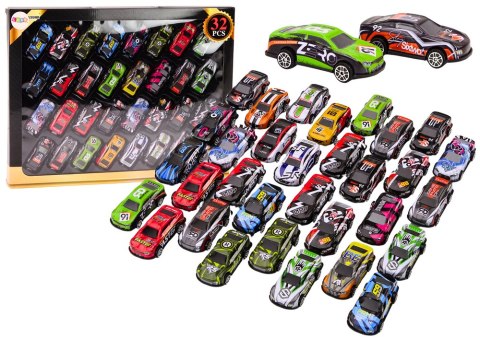 Zestaw Resoraków Autka Samochody Z Napędem Kolorowe 32 Sztuki LEAN Toys Zestaw Resoraków Autka Samochody Z Napędem Kolorowe 32 Sztuki LEAN Toys