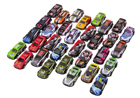 Zestaw Resoraków Autka Samochody Z Napędem Kolorowe 32 Sztuki LEAN Toys Zestaw Resoraków Autka Samochody Z Napędem Kolorowe 32 Sztuki LEAN Toys