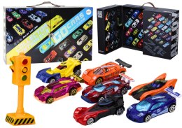 Zestaw Resoraków W Walizce Autka Sportowe Sygnalizacja Droga Zestaw 50 ele. LEAN Toys