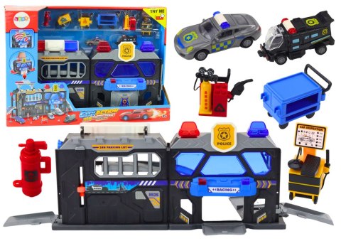 Zestaw Rozkładany Tor Garaż W Walizce Policja Światła I Dźwięki LEAN Toys Zestaw Rozkładany Tor Garaż W Walizce Policja Światła I Dźwięki LEAN Toys