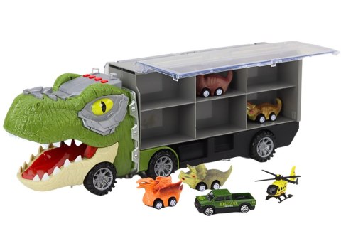 Ciężarówka Dinozaur Transport Resoraków 6szt Światła Dźwięki Zielony LEAN Toys Ciężarówka Dinozaur Transport Resoraków 6szt Światła Dźwięki Zielony LEAN Toys