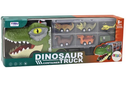 Ciężarówka Dinozaur Transport Resoraków 6szt Światła Dźwięki Zielony LEAN Toys Ciężarówka Dinozaur Transport Resoraków 6szt Światła Dźwięki Zielony LEAN Toys