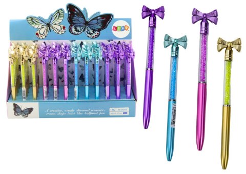 Długopis Z Kokardką Diamenciki Niebieski Wkład 0.7mm Mix LEAN TOYS Długopis Z Kokardką Diamenciki Niebieski Wkład 0.7mm Mix LEAN TOYS