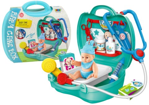 Dziecięcy Zestaw Doktora Z Lalką Akcesoria Walizka Zielona LEAN Toys Dziecięcy Zestaw Doktora Z Lalką Akcesoria Walizka Zielona LEAN Toys