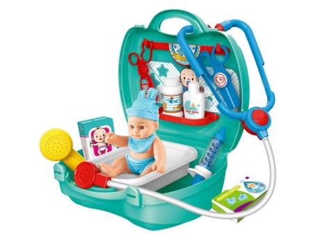 Dziecięcy Zestaw Doktora Z Lalką Akcesoria Walizka Zielona LEAN Toys Dziecięcy Zestaw Doktora Z Lalką Akcesoria Walizka Zielona LEAN Toys