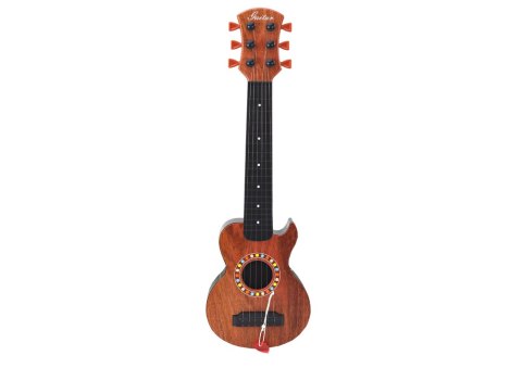 Gitara Zabawkowa Dla Dzieci Brązowa Drewno Kostka Do Gry LEAN Toys Gitara Zabawkowa Dla Dzieci Brązowa Drewno Kostka Do Gry LEAN Toys