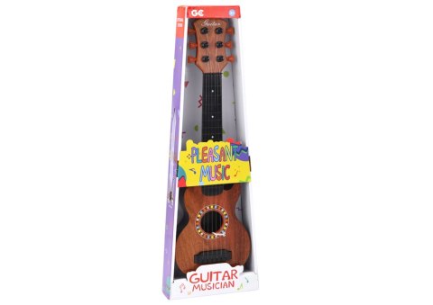 Gitara Zabawkowa Dla Dzieci Brązowa Drewno Kostka Do Gry LEAN Toys Gitara Zabawkowa Dla Dzieci Brązowa Drewno Kostka Do Gry LEAN Toys