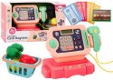 Kasa Fiskalna Nauka Liczenia Monety Koszyk Światła Dźwięki Różowa LEAN Toys