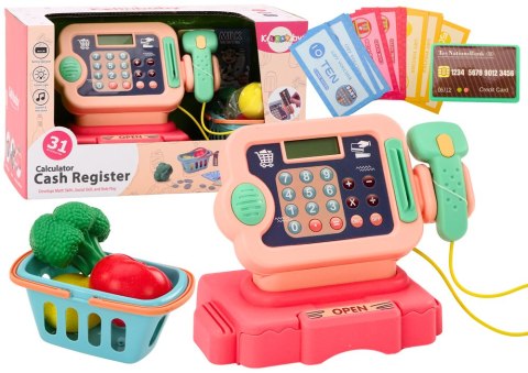 Kasa Fiskalna Nauka Liczenia Monety Koszyk Światła Dźwięki Różowa LEAN Toys Kasa Fiskalna Nauka Liczenia Monety Koszyk Światła Dźwięki Różowa LEAN Toys