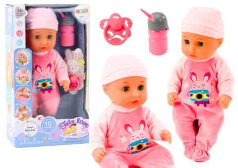 Lalka Bobas W Różowej Piżamce Siusiająca Butelka Smoczek Dźwięki LEAN Toys Lalka Bobas W Różowej Piżamce Siusiająca Butelka Smoczek Dźwięki LEAN Toys