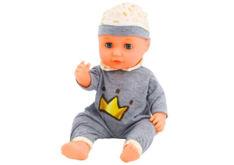 Lalka Bobas W Szarej Piżamce Siusiająca Butelka Smoczek Dźwięki LEAN Toys Lalka Bobas W Szarej Piżamce Siusiająca Butelka Smoczek Dźwięki LEAN Toys